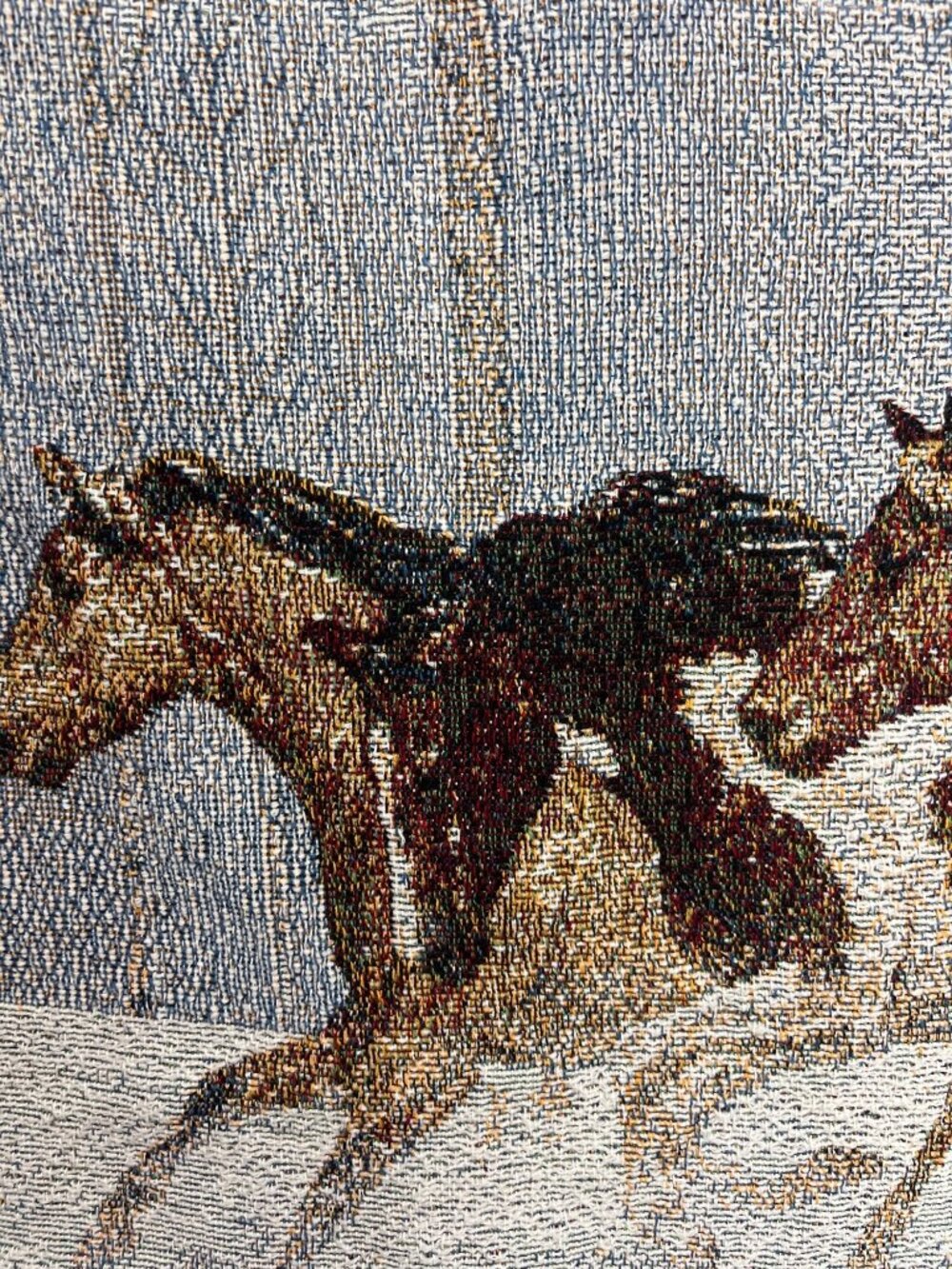Wild Horses Woven Throw Blanket By C. Cummings 55" x 47" With Multicolor Fringe - Picture 5 of 8